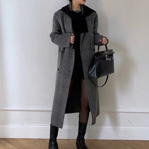 Women's tweed coat women plaid wool tweed jacket autumn and winter